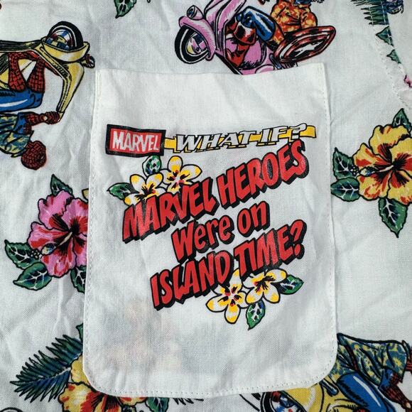 Marvel XS Hawaiian Button Down Heroes Resort Wear Spiderman Captain America - Picture 2 of 12